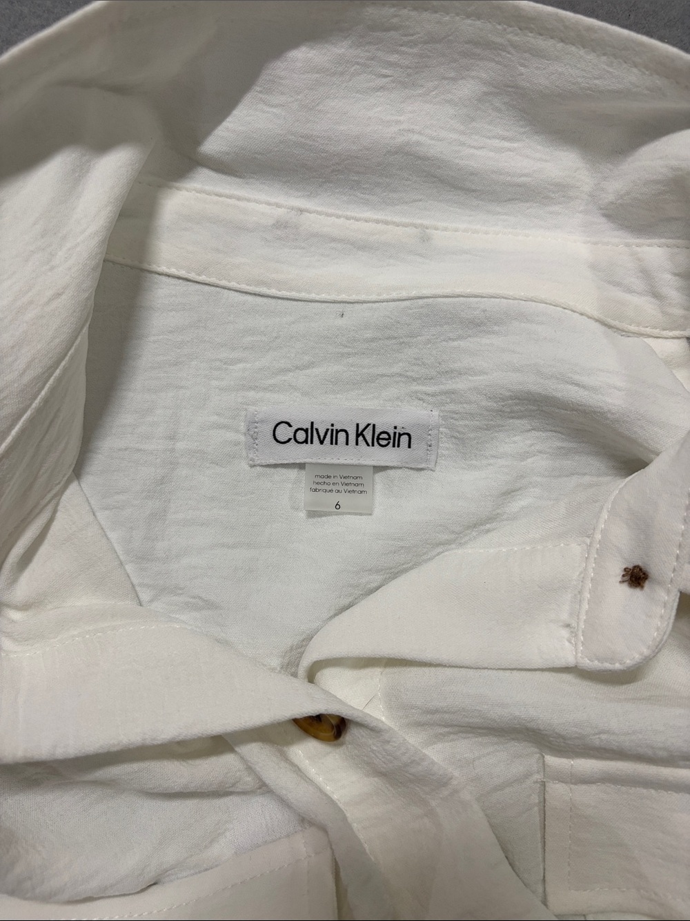 Calvin Klein White Sleeveless Button-Front Jumpsuit Size 6 - Picture 3 of 5